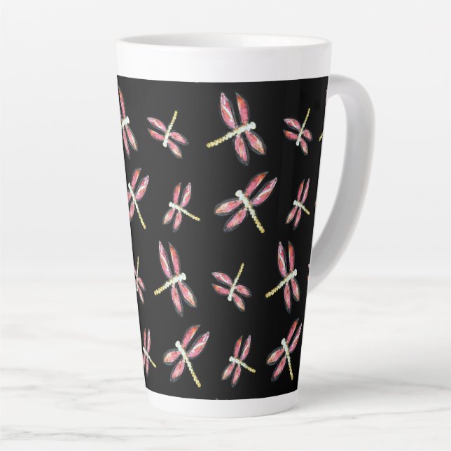 Dancing Pink Dragonfly Pattern Milchtasse (Rechte Ecke)