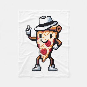 Dancing Pizza Slice - Funny Pixel Art Food Design Fleecedecke