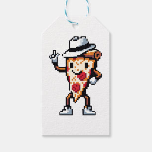 Dancing Pizza Slice - Funny Pixel Art Food Design Geschenkanhänger