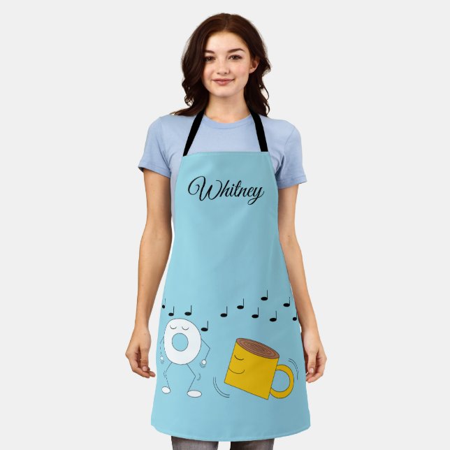 Dancing Powded Donut & Coffee Tasse: Schürze (Getragen)