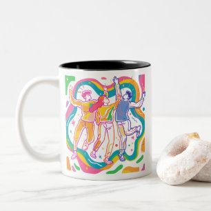 Dancing Pride Rainbow Art Farbige LGBTQ+ Zweifarbige Tasse