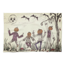 Dancing Pumpkin Folk Küchentuch