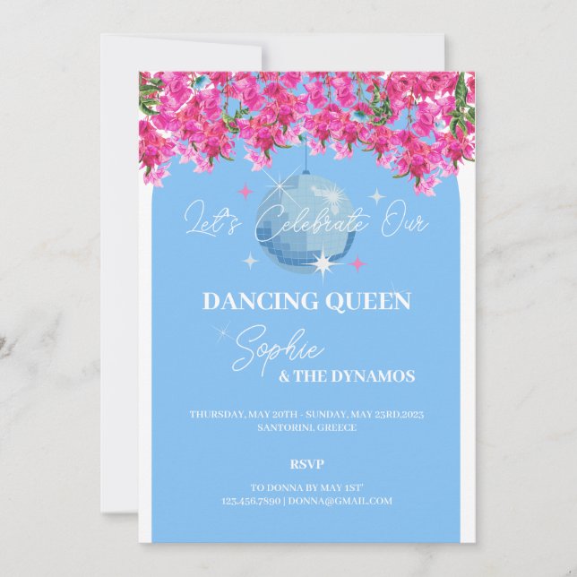 Dancing Queen Bachelorette Wochenende Einladung (Vorderseite)