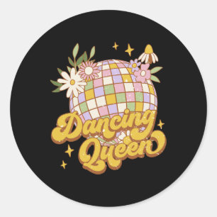 Dancing Queen Boho Disco Blume 70er 80er Women Runder Aufkleber