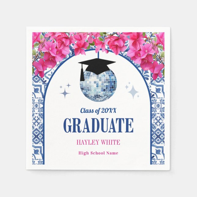 Dancing Queen Disco Ball Graduation Party Serviette (Vorderseite)