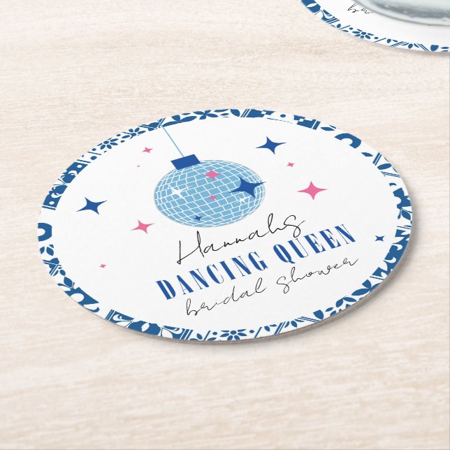 Dancing Queen greek Musical Disco Brautparty Runder Pappuntersetzer (Angewinkelt)