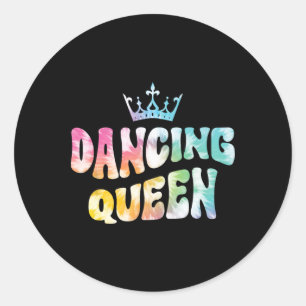 Dancing Queen Groovy Gefärbte Krawatte Ladys Night Runder Aufkleber