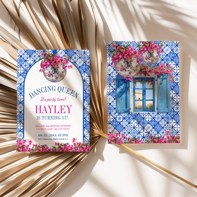 Dancing Queen Mediterranean Geburtstag Einladung (dancing queen mediterranean invite)