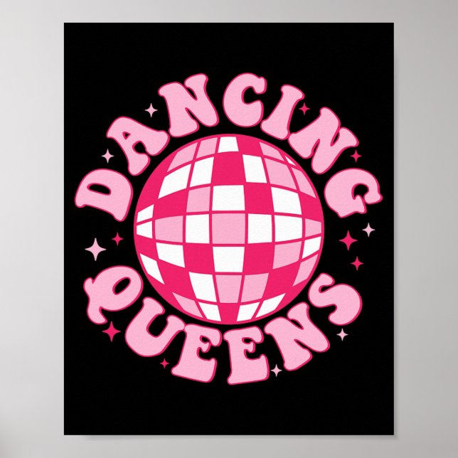 Dancing Queen Retro Bridesmaids Disco Bachelo Poster (Vorne)