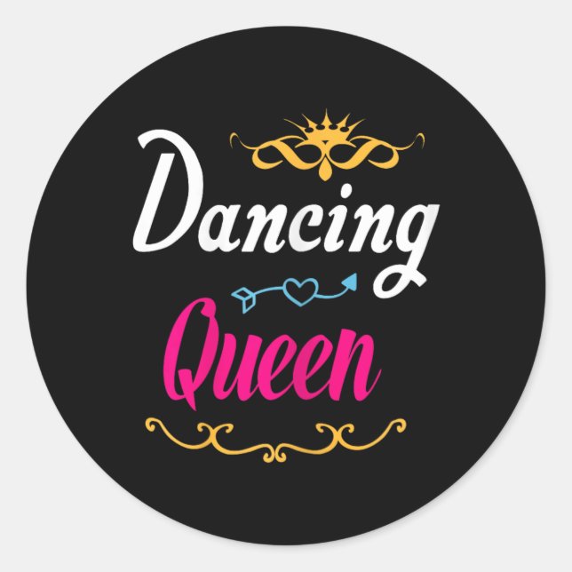 Dancing Queen Retro Moderne Art Runder Aufkleber (Vorderseite)
