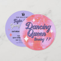 Dancing Queen Turning 17 Disco Ball Invitation