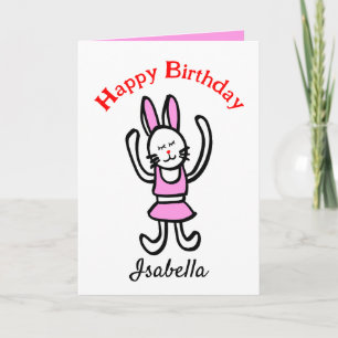 Dancing Rabbit Happy Birthday Personalisiert Card Ankündigung