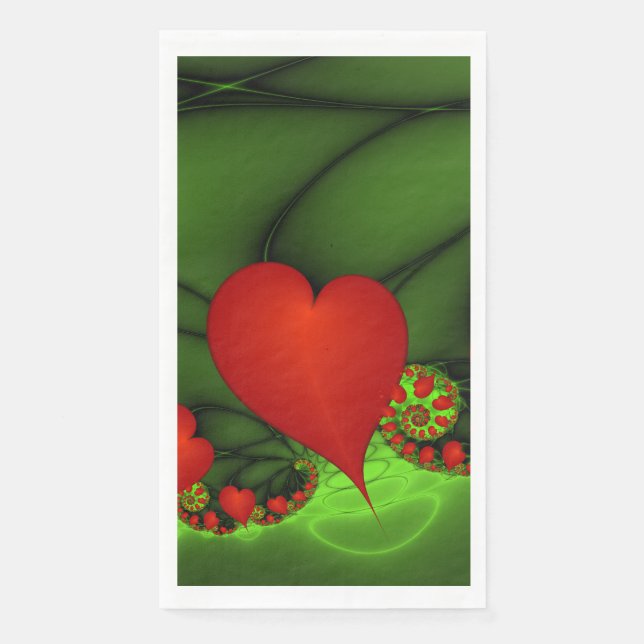 Dancing Red Hearts Modernes Abstraktes Fraktal Kun Serviette (Vorderseite)