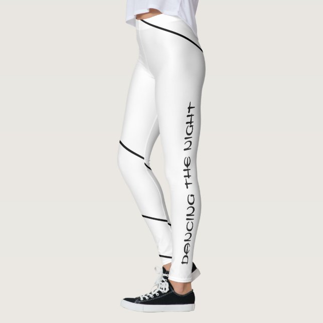 Dancing Refined Black Minimal Enveloping Line Art  Leggings (Links)