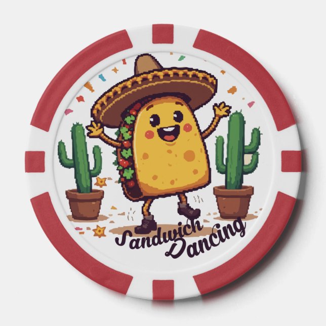 Dancing Sandwich Fiesta Pokerchips (Vorderseite)