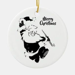 "DANCING SANTA" CHRISTMAS ORNANAS KERAMIK ORNAMENT