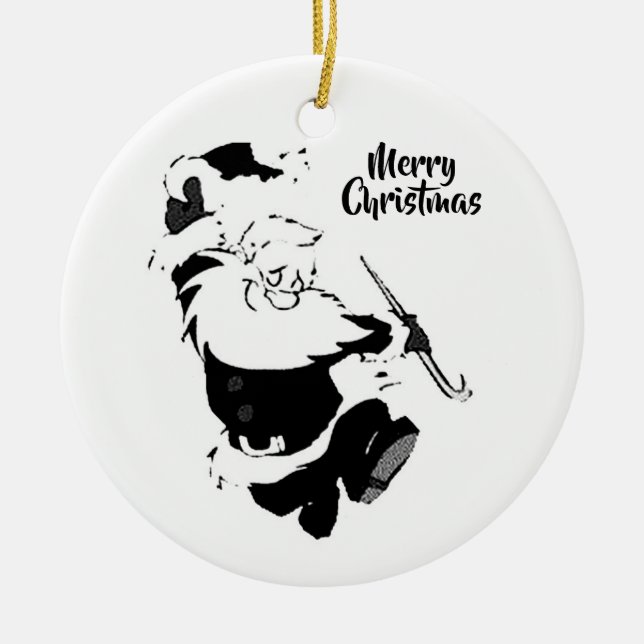 "DANCING SANTA" CHRISTMAS ORNANAS KERAMIK ORNAMENT (Vorne)