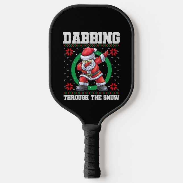 Dancing Santa Claus Christmas Pickleball Schläger (Vorderseite)