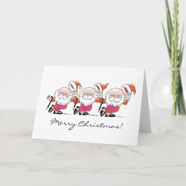 Dancing Santas Grußkarte Feiertagskarte (Vorderseite)