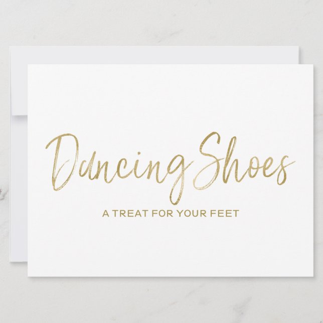 "Dancing Shoes" Stilvolles Goldenes Hochzeitszeich Einladung (Vorderseite)