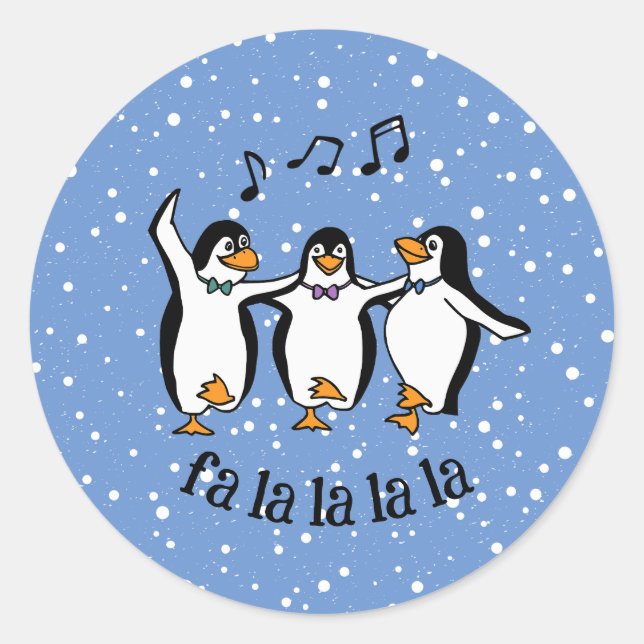 Dancing Singing Pinguine Design Runder Aufkleber (Vorderseite)