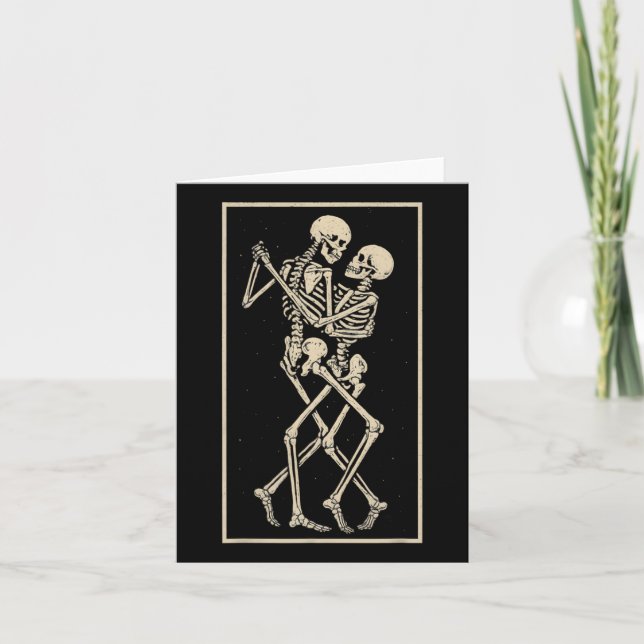 Dancing Skeleton Couple - Romantisches gotisches H Karte (Vorderseite)