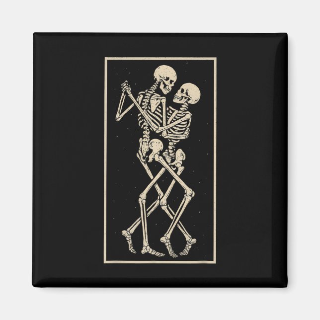 Dancing Skeleton Couple - Romantisches gotisches H Magnet (Vorne)