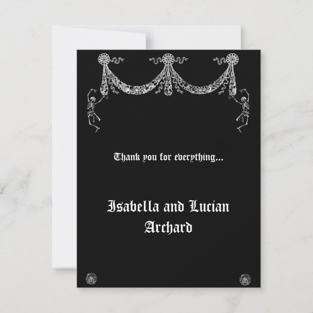 Dancing Skeleton Garland Goth Carte de remerciemen (Devant)