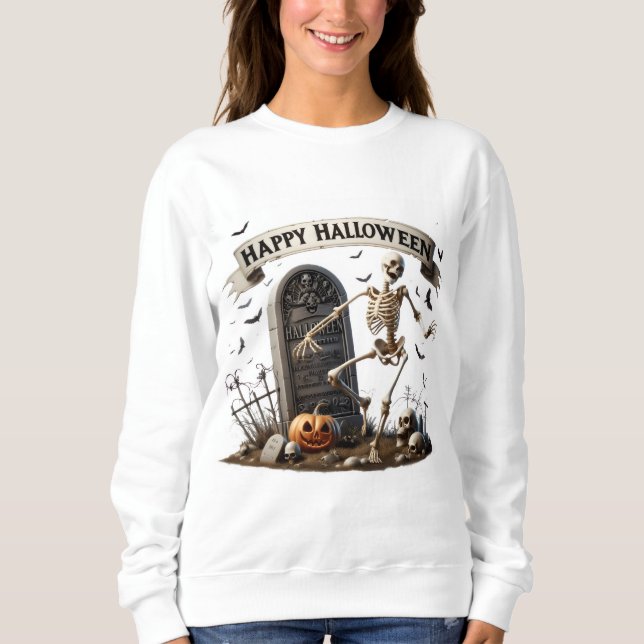 Dancing Skeleton Halloween Design Sweatshirt (Vorderseite)