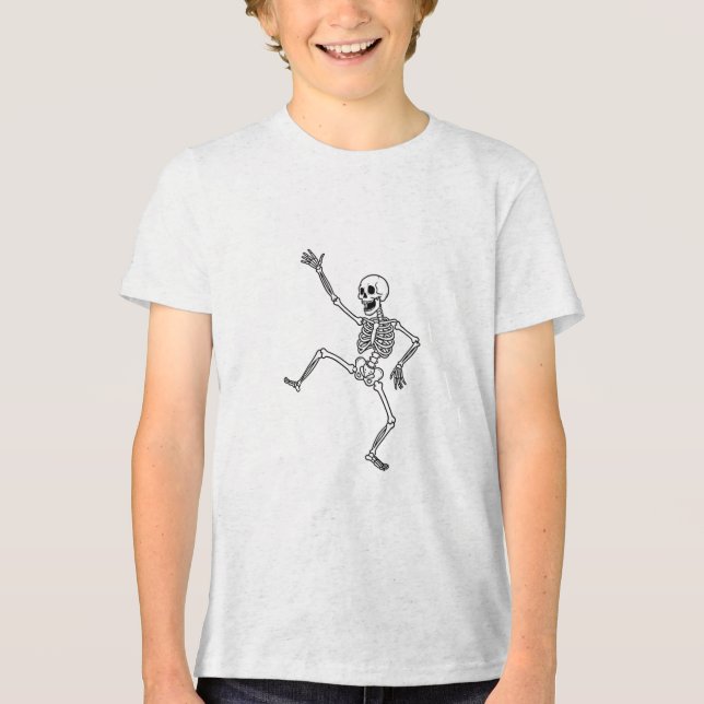 Dancing Skeleton Line Art T-shirt Tri-Blend Shirt (Vorderseite)