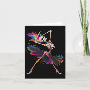Dancing Skeleton Rainbow Llerina Halloween Karte