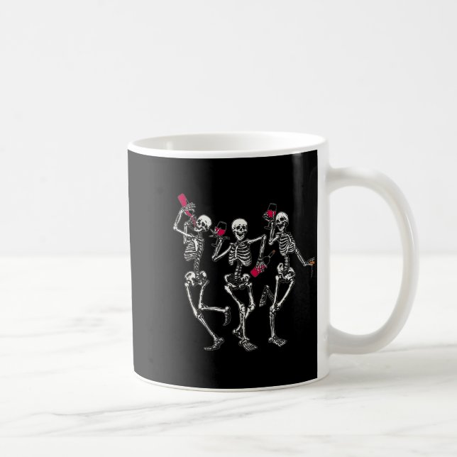Dancing Skeletons Drinking Wine Lover Funny Hallow Kaffeetasse (Rechts)