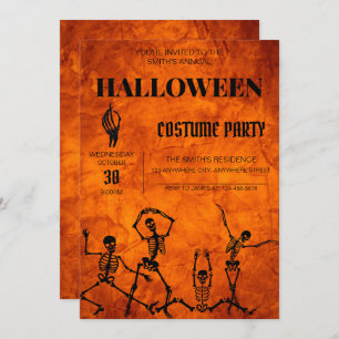 Dancing Skeletons Halloween Costume Invitation