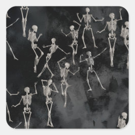 Dancing Skeletons Halloween Quadratischer Aufkleber
