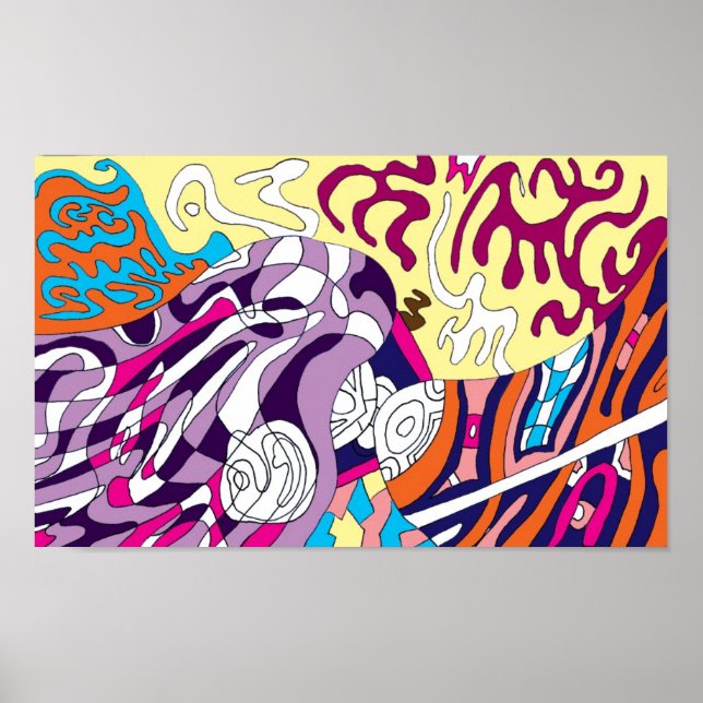 "Dancing Sky Reaching Hill" Abstrakte Kunst Poster (Vorne)