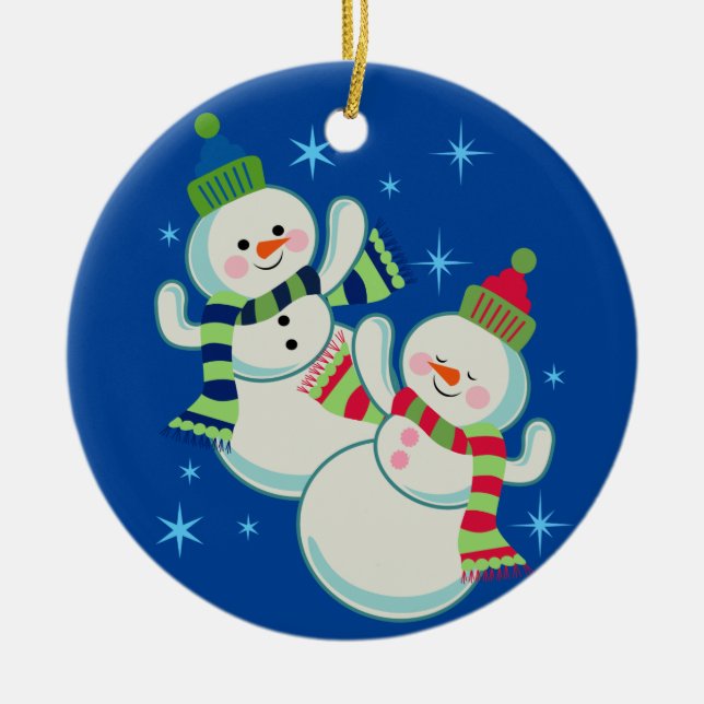 dancing snowman keramik ornament (Vorne)
