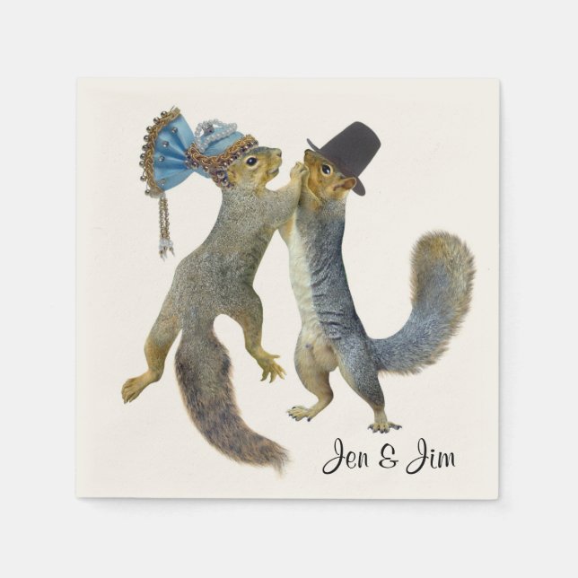 Dancing Squirrels Paper Napkins Serviette (Vorderseite)