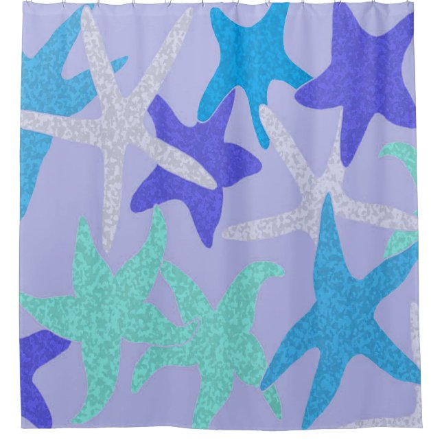 Dancing Starfish Lavendel Duschvorhang (Vorderseite)