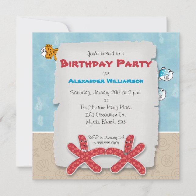 Dancing Starfish Party Einladung (Vorderseite)