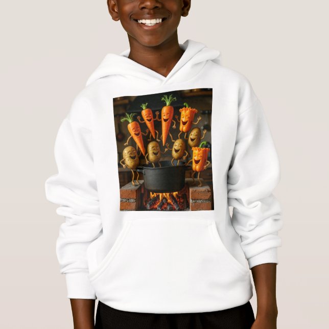 Dancing Vegetable in Pot Art - Whimsical Kitchen F Hoodie (Vorderseite)
