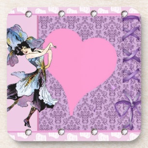 Dancing Vintage Blume Fee Rosa Design von LeahG Untersetzer