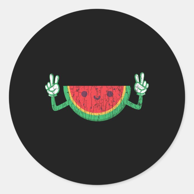 Dancing Watermelon Funny Summer Frucht Lover Graph Runder Aufkleber (Vorderseite)