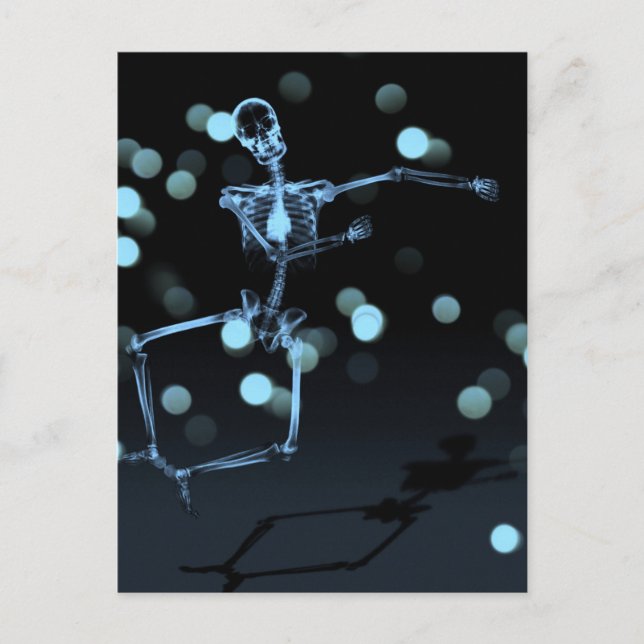 Dancing X-Ray Skeleton - Blau Postkarte (Vorderseite)