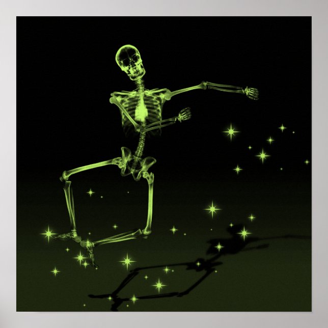 Dancing X-Ray Skeleton - Lime Green Poster (Vorne)
