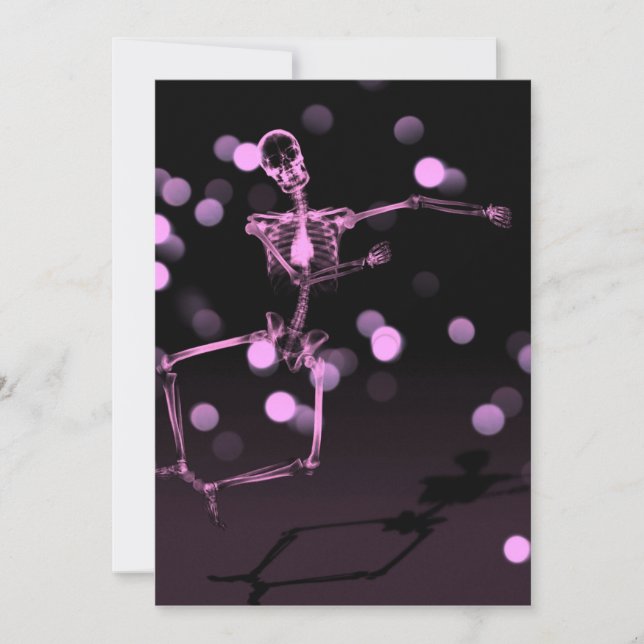 Dancing X-Ray Skeleton - Rosa Einladung (Vorderseite)