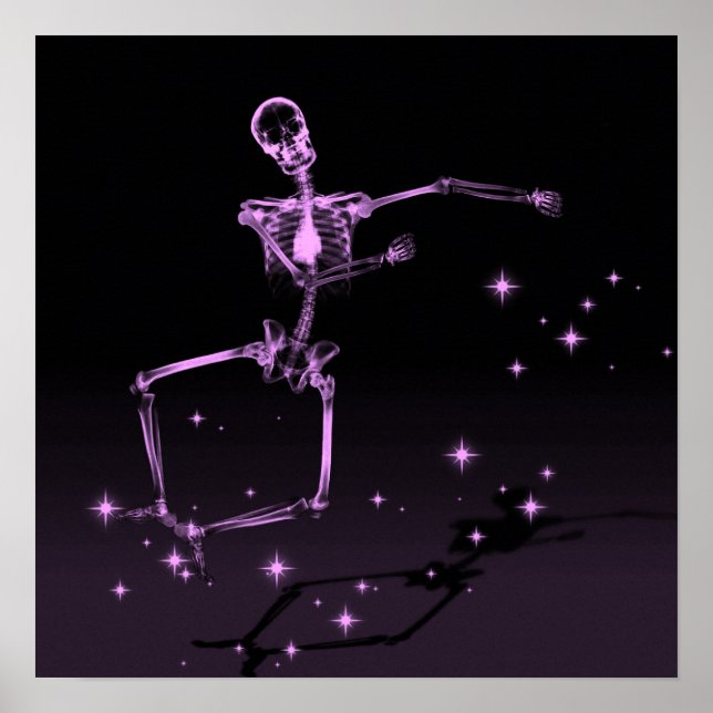 Dancing X-Ray Skeleton - Rosa Poster (Vorne)
