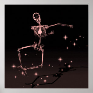 Dancing X-Ray Skeleton - Rot Poster