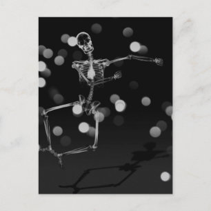 Dancing X-Ray Skeleton - Schwarz & Weiß Postkarte