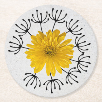 Dande Mum Garden Foto Art Runder Pappuntersetzer