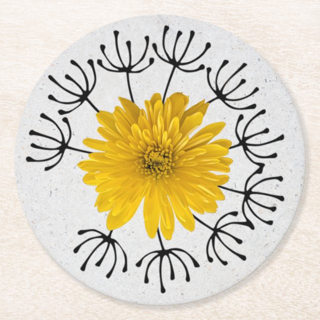 Dande Mum Garden Foto Art Runder Pappuntersetzer (Vorderseite)